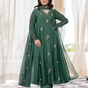 KLOSIA Women Embroidery Solid Anarkali Kurta and Pant Set with Dupatta